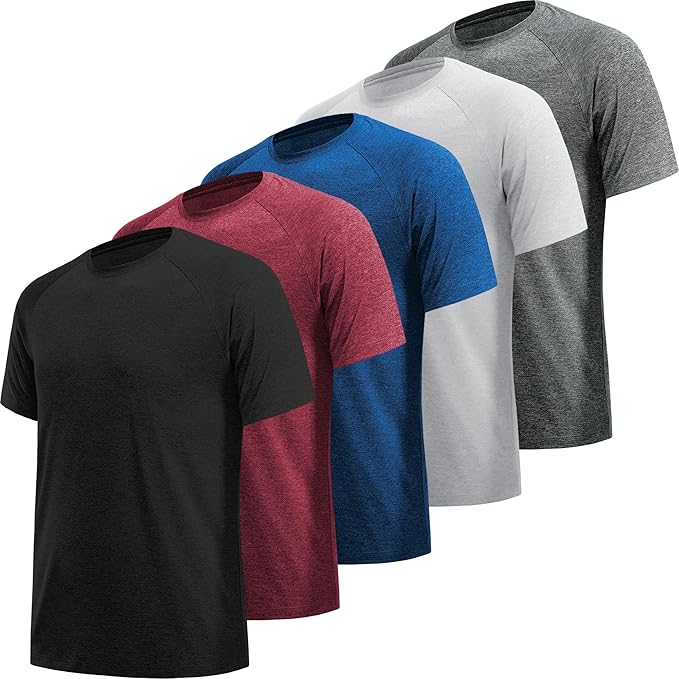 MLYENX 7 Pack Workout Shirts for Men Quick Dry Moisture Wicking Mens Gym Shirts Athletic T-Shirts