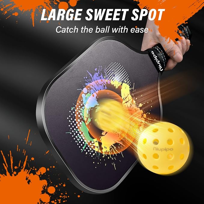 niupipo Pickleball Paddles Set of 2/4/1, USAPA Approved Carbon Fiber & Fiberglass Hybrid, Easy Power, Polypropylene Honeycomb Core, Cushioned 4.72" Grip, Bag/Cover, Pickleball Paddle Set for Men Women