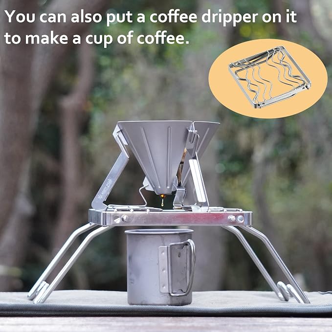 CAMPINGMOON Portable Folding Camping Campfire Grill over Fire Split Stoves 304 Stainless Steel (7’’L (MS-1001))