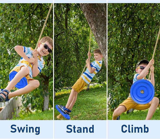 IFOYO Tree Rope Swing Disc, Rope Swings Round Kids Swing Seat Strong Disc Swings for Outdoor Backyard Playground Holds 220lbs/100kg for 3-10 Years Kids Children, Blue