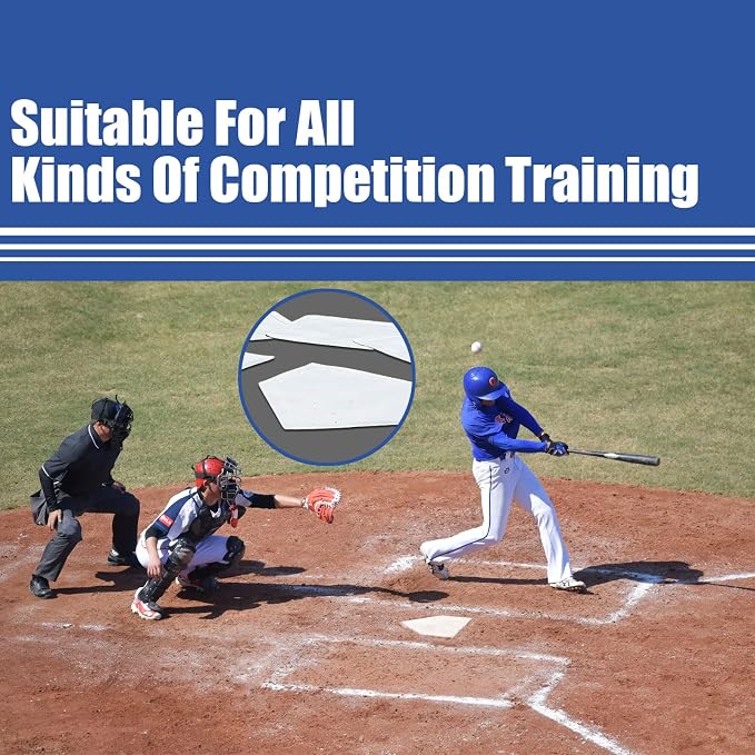 Baseball & Softball Base Set 5 Piece Rubber Field Bases for Youth & Adults Throw Down Bases for Baseball, Softball, Teeball, Kickball, Backyard, Practice