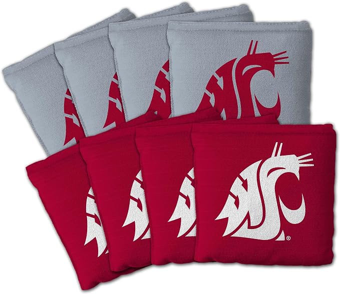 YouTheFan Officially-Licensed NCAA Set of 8 Cornhole Bags - All Weather Dual Sided Slide & Stop - Regulation Size with Carry case