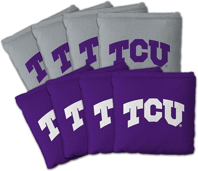 YouTheFan Officially-Licensed NCAA Set of 8 Cornhole Bags - All Weather Dual Sided Slide & Stop - Regulation Size with Carry case