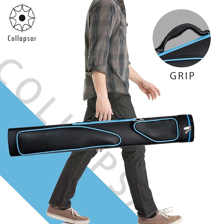 Collapsar Pool Cue Case 2X4, Billiard Stick Carrying Case Holds 2 Butts and 4 Shafts for Adults Billiard Cue Case
