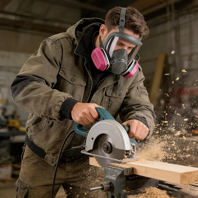 Full Face Respirator Mask, Reusable Dust Mask With Filters, Suitable For Spray Painting, Chemical Operations, Construction Work, And Similar Scenarios.