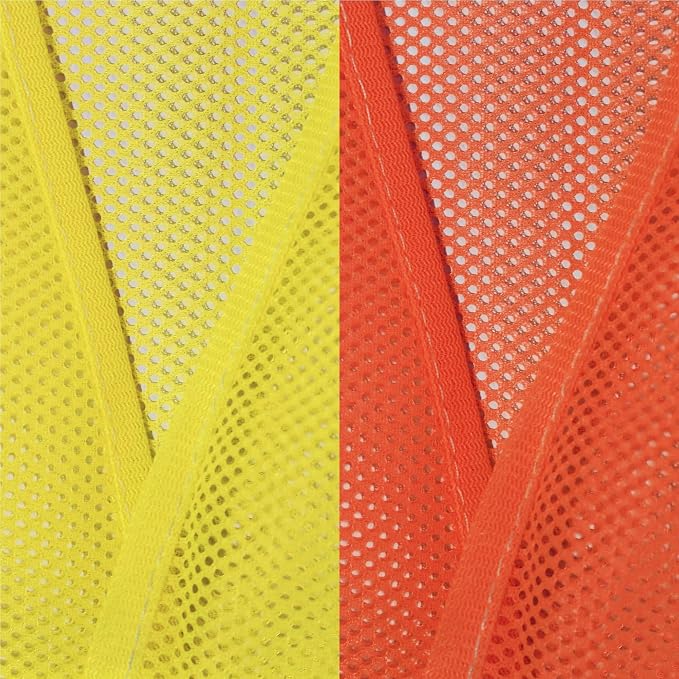 PeerBasics Safety Vests 5 Pack - Orange Reflective High Visibility, Men Women