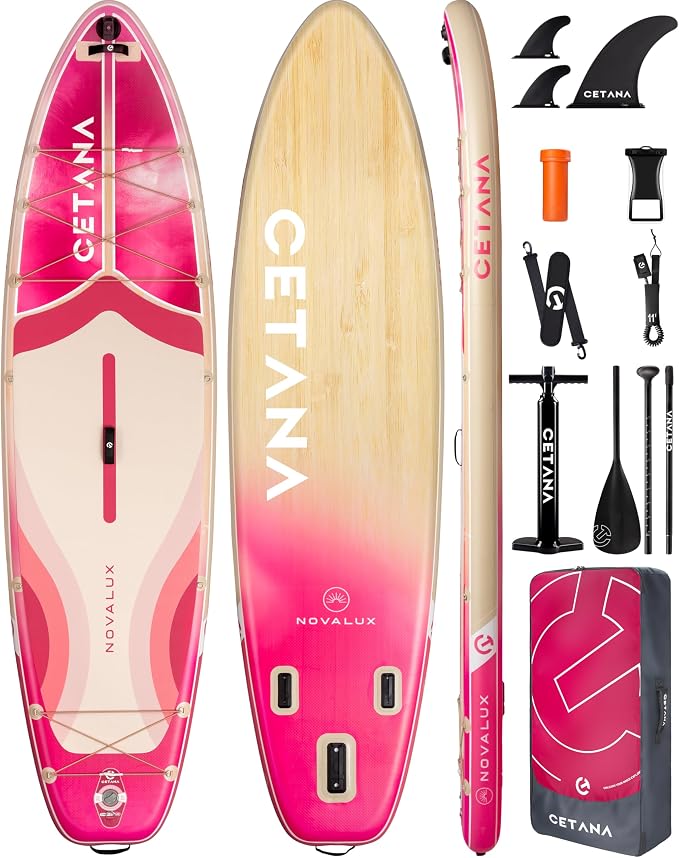 CETANA Extra Wide Inflatable Paddle Board 11'6 x 35" x 6", 450LB High Weight Capacity Wide Stable Stand Up Paddle Board for Beginners, 2–3 Person Large Paddleboard with 3 Fins, Dual Bungee, 15 D Rings