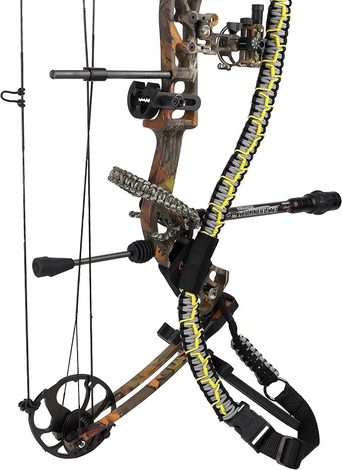 SUNYA Paracord Compound Bow Sling with V2 Upgraded Magnetic Connection System. Lightweight Hands Free Shoulder Carrying Sling for Bow Hunting, Field Archery and 3D