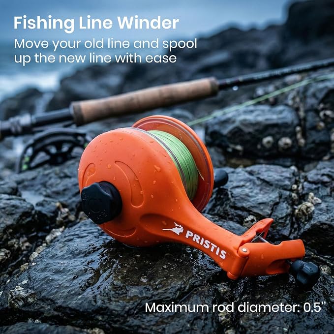 Pristis Upgraded Fishing Line Winder for Thick Spool, Reel Spooler with Tangle Free System, Spool Holder with Tension-Adjusted Design, Anti-Twist Spooling Tool Gear for Baitcasting Casting Spinning