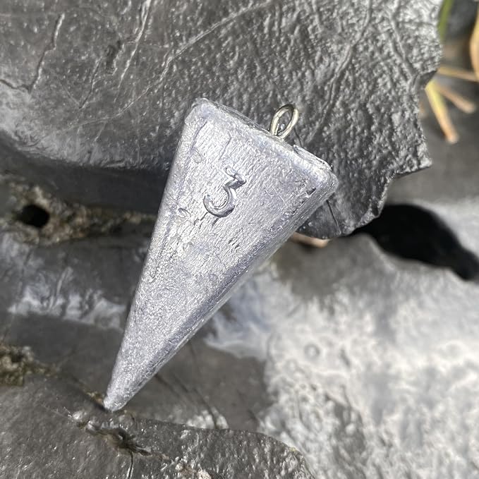 Pyramid Sinkers Fishing Weights, Saltwater Fishing Sinkers for Surf Fishing Gear Tackle - 1oz, 2oz, 3oz