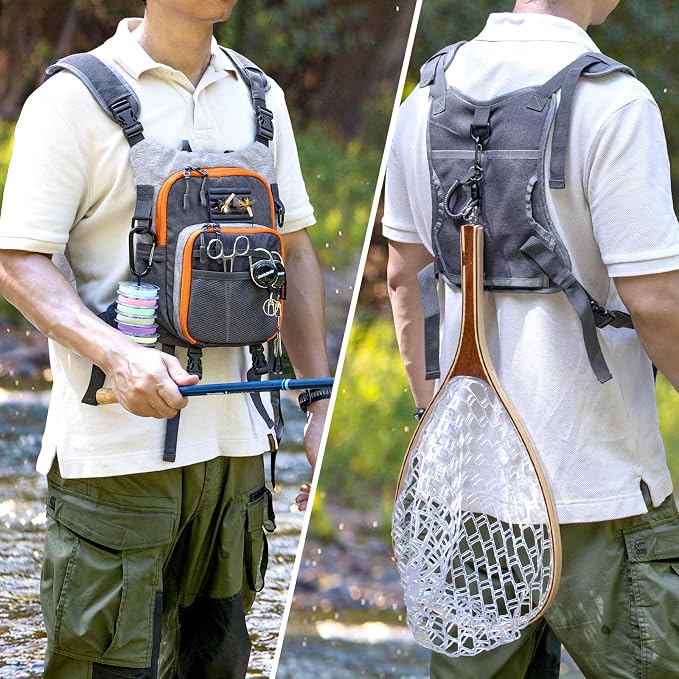 QulayQualy Fly Fishing Pack - Chest Pack with Work Station Lightweight Tackle Fishing Bag with Quick-Release