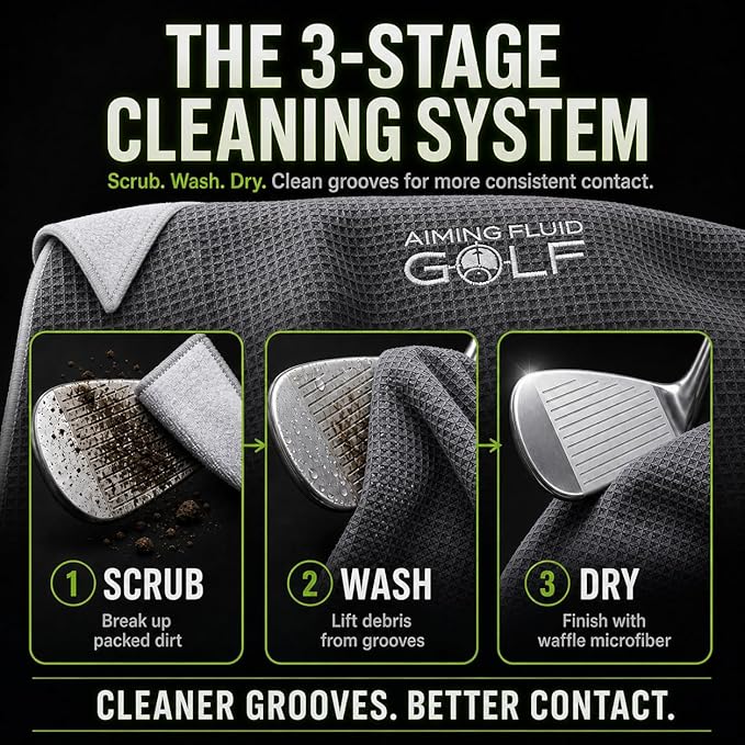 Magnetic 3-Stage Cleaning System Golf Towel - Microfiber Rag with Magnet for Golfcart Bags for Men and Women Golfers Accessories (Limited Edition Birdie Blue, 16" x 24" Stubby)