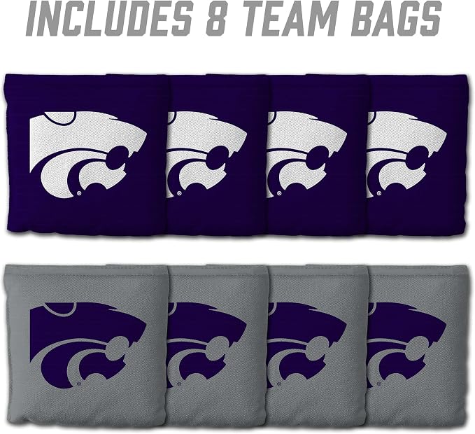 YouTheFan Officially-Licensed NCAA Set of 8 Cornhole Bags - All Weather Dual Sided Slide & Stop - Regulation Size with Carry case