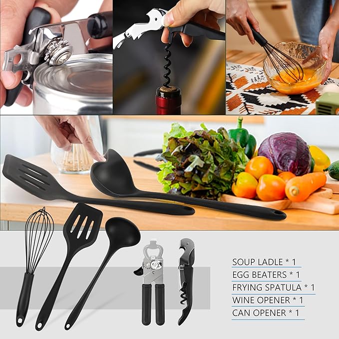 Wesqunie Camping Cookware Cooking Utensils Set - 25Pcs Camp Kitchen Essentials Kit, Portable Outdoor Camper Gear Accessories, Overland Equipment for RV Picnic Grill