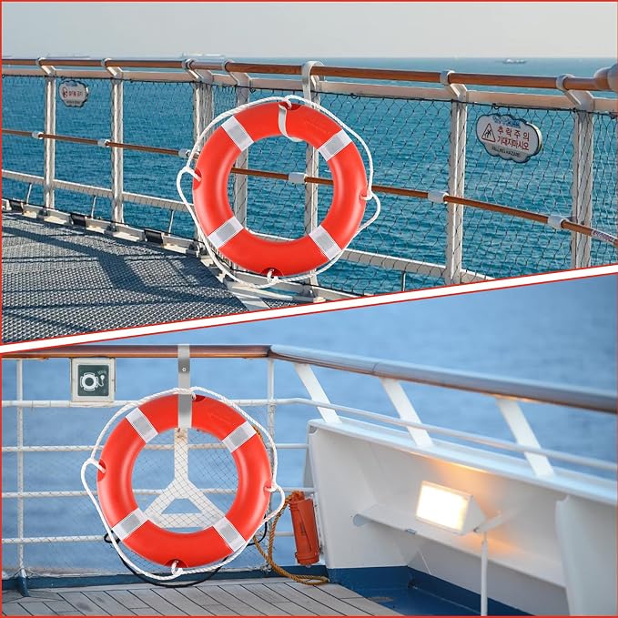 Life Ring for Boating Safety - 23" and 28" Boat Safety Throw Rings with Reflective Strip and Grab Lines