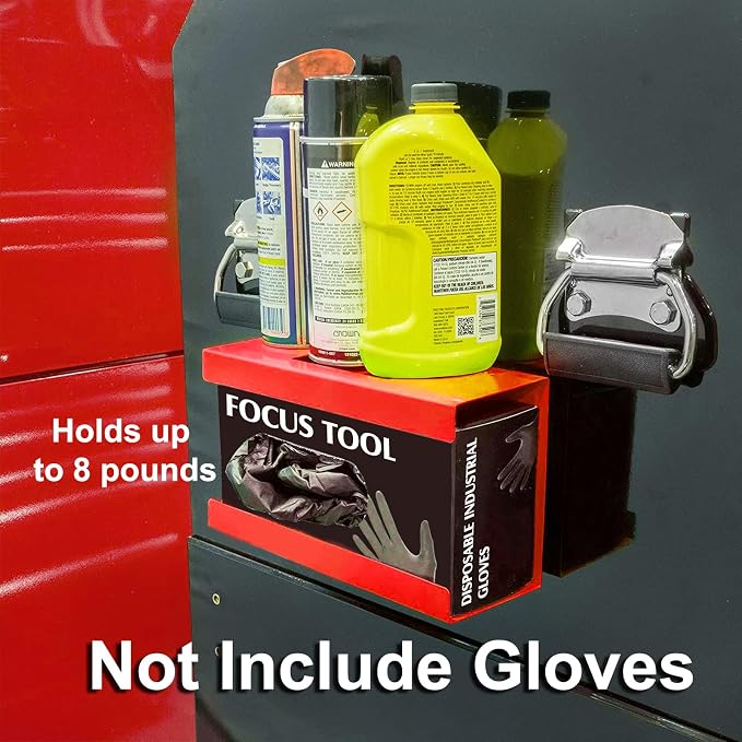 CASOMAN Magnetic Glove/Tissue Dispenser, 8LBS Capacity, Red Glove Dispenser Wall Mount, Glove Box Holder for Wall Mount, Magnetic Glove Box Holder, Not Include Gloves