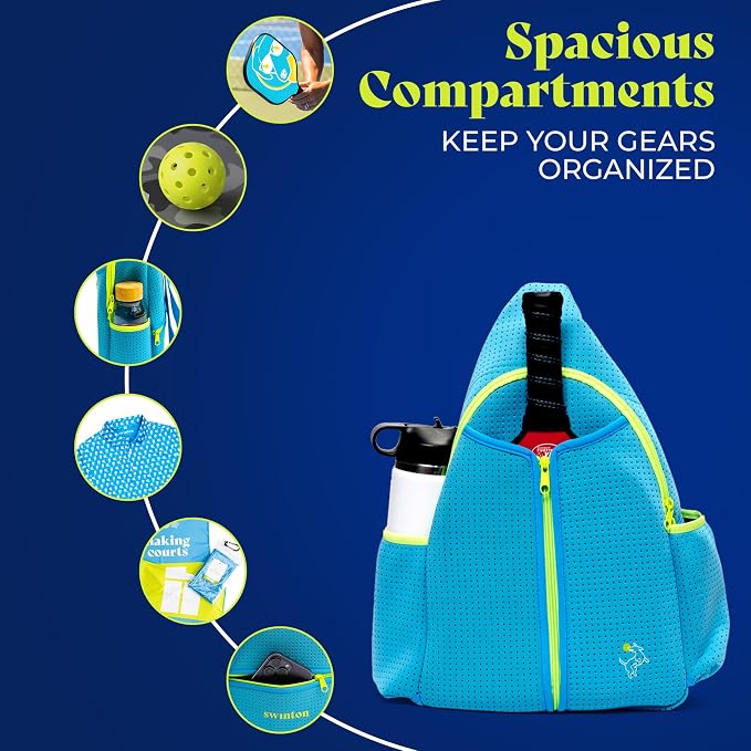 Swinton Pickleball Bag for Women and Men – Stylish Pickleball Backpack | Lightweight, Water-Resistant Pickleball Paddle Bag | Unisex Pickleball Bags with Space for Paddles, Balls & Accessories