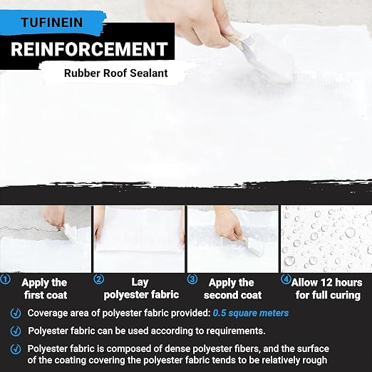 Rubber Liquid Waterproof Sealant, TUFINEIN 53oz/1.5kg White Quick Drying Multi Surface Foundation Leak Repair - Roof Gutters Basement Sealer Waterproof - Indoor & Outdoor Flexible Rubber Paint