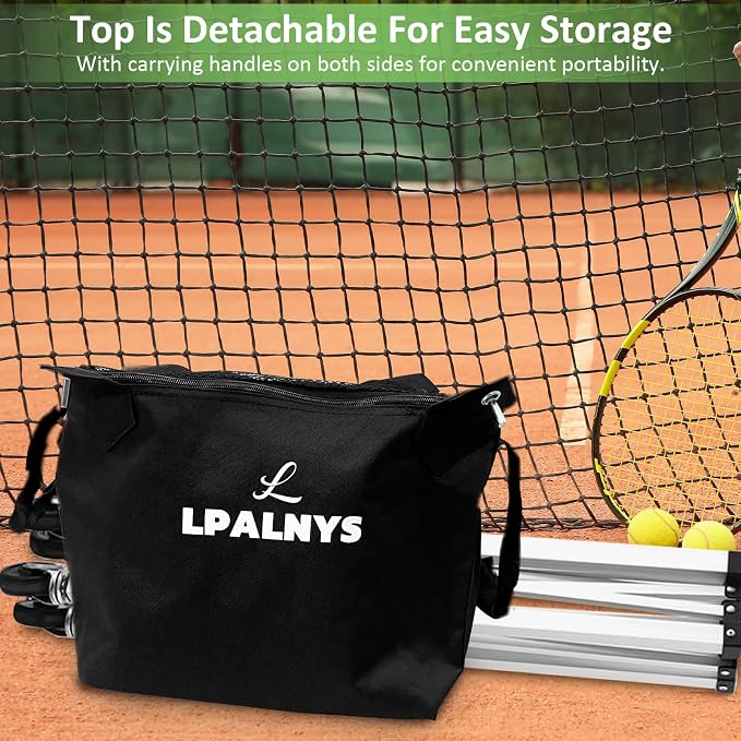 Pickleball Tennis Ball Hopper-Foldable Lightweight Tennis Cart Holds 180 Tennis/160 Pickleballs with Removable Bag,Wheels,Side Pocket for Training/Teaching, for Tennis/Pickleball/Baseball/Softball