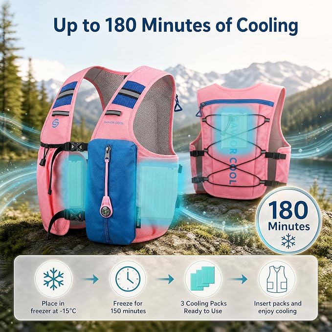 Cooling Vest for Men Women, Hydration Vest for Running Hiking | 2L Water Bladder，3 Cold Source
