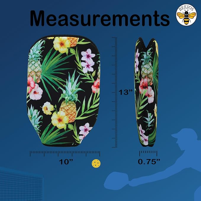 BeeJos Hawaiian Collection: Premium Slip-On Pickleball Paddle Cover-Fits Standard Size Paddles-Zipperless (Paddle not Included)