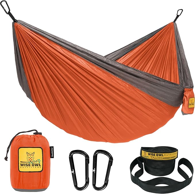 Wise Owl Outfitters Camping Hammock – up to 500lbs Portable Hammock with Tree Straps - Travel, Backpacking, Hiking, Outdoors Camping Gear - Single or Double