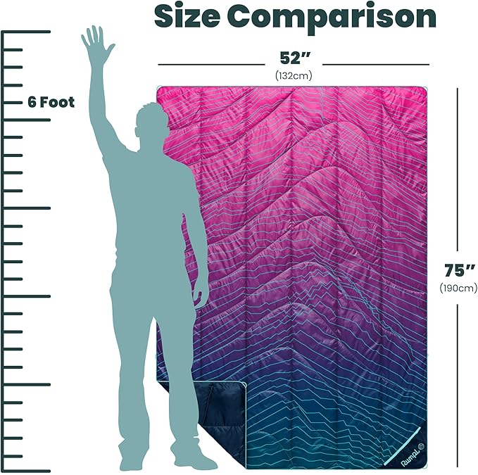 Rumpl Backcountry Puffy Blanket, Ultra-Portable and Lightweight Adventure Blanket, 1-Person (52x75 inches), Moraine