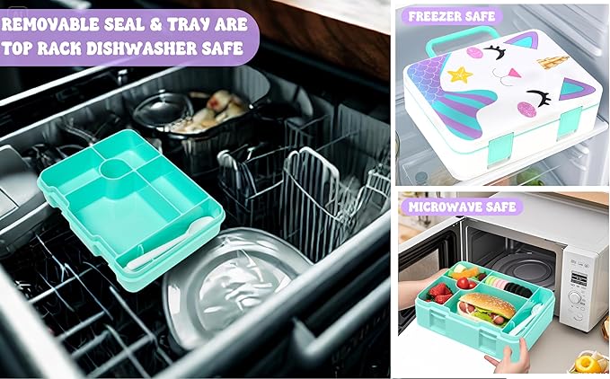 Unicorn Lunch Box for Girls Bento Box for Kids with Ice Pack,Stainless Steel Water Bottle Set Utensils Set Food Container for School Girls Kids Back to School Supplies