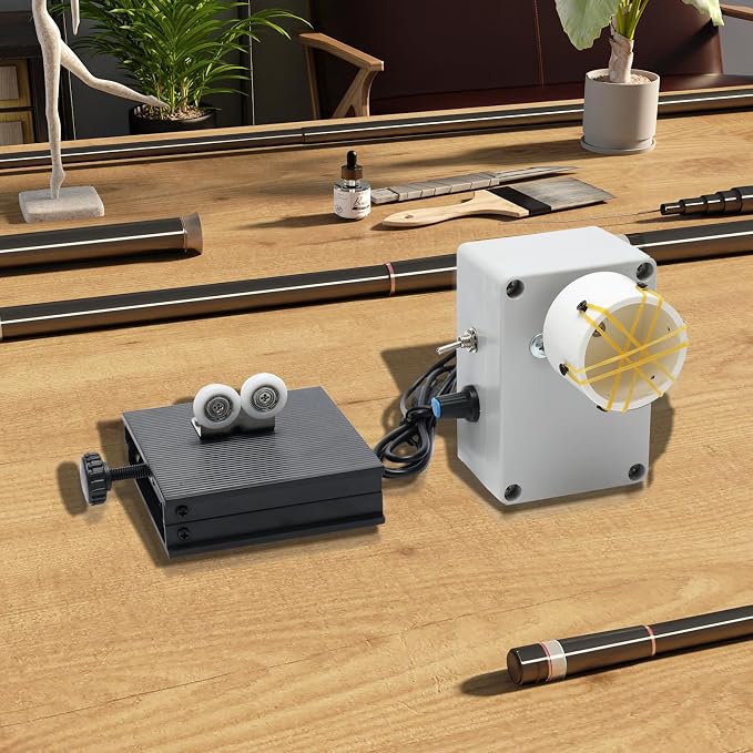 Portable Professional Fishing Rod Building Winding Tool, AC 100-240V Electric-Drive DIY Rod Tool Machine 0-60RPM Adjustable Winding Machine for Epoxy Drying