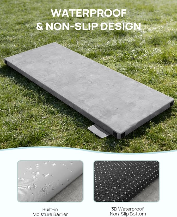 Releep 3 Inch Dual-Sided Memory Foam Camping Mattress, Waterproof Camping Sleeping Pad with Portable Pillow & Carry Bag, Roll Up Cot Mattress Mat for Guest Bed/Car/Tent