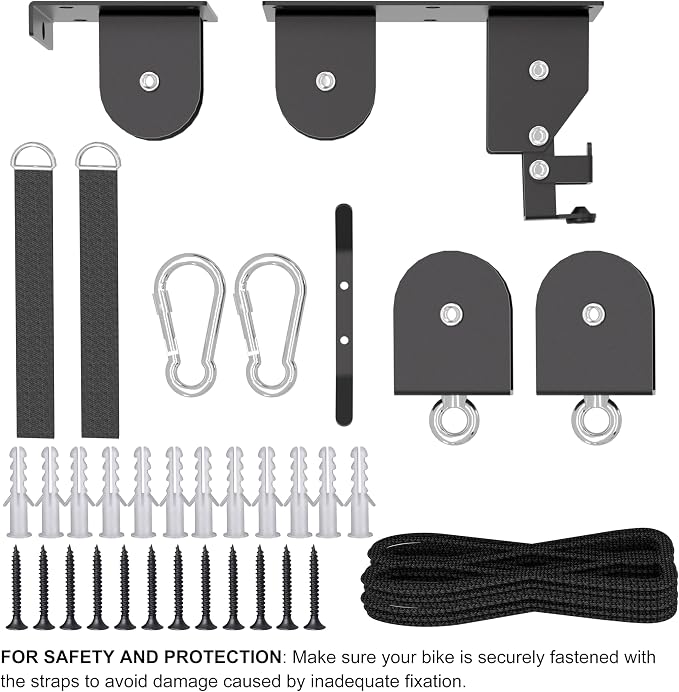 Bike Hoist, Ceiling Mount Bike Hanger Holds 100 lbs, Ebike Lift Garage Overhead Storage for Bike, Ladder, Snowdoard