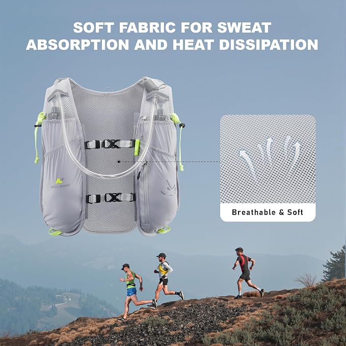 N NEVO RHINO 5.5L Running Vest for Women Men, Lightweight Hydration Vest with 1.5L Water Bladder, Breathable Water Backpack for Hiking Marathon Running