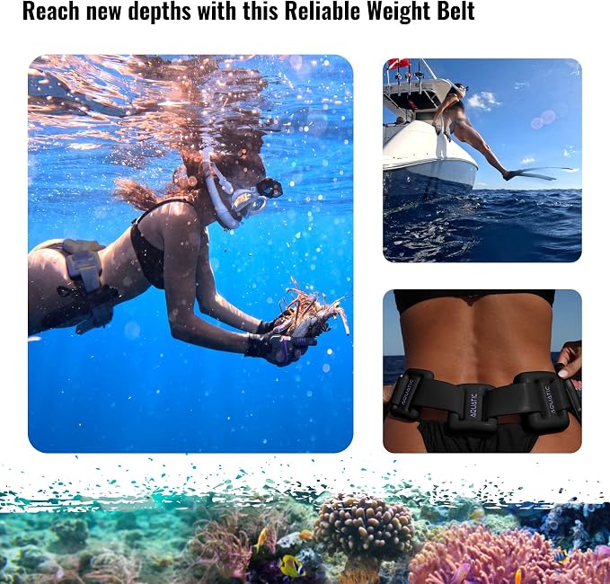 50" (1.27M) Black Silicone Dive Weight Belt with 316 Stainless Steel Roller Buckle