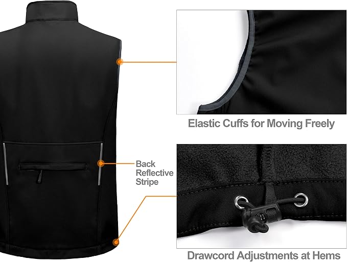 Little Donkey Andy Men's Lightweight Fleece Lined Softshell Vest Windproof Sleeveless Jacket for Hiking Travel Golf