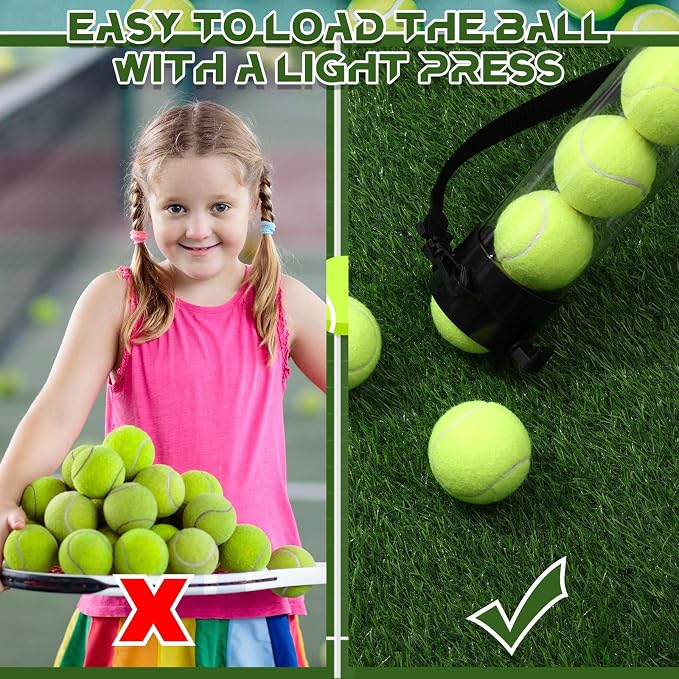 Lenwen 2 Pack Tennis Ball Tube Pickup, Fits 15 Tennis Ball with Shoulder Strap, Lightweight Collector Holder Picker Grabber Retriever Tube Carrier for Players, Coaches & Instructors