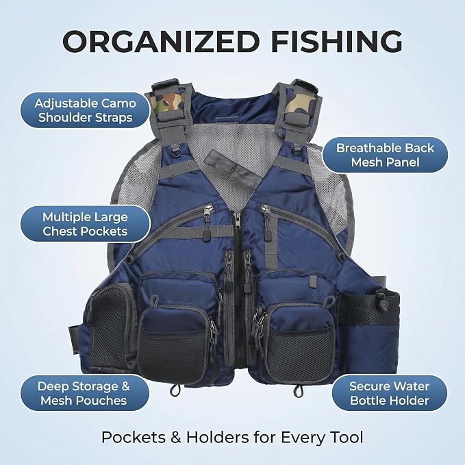Kylebooker Fly Fishing Vest Pack Adjustable for Men and Women