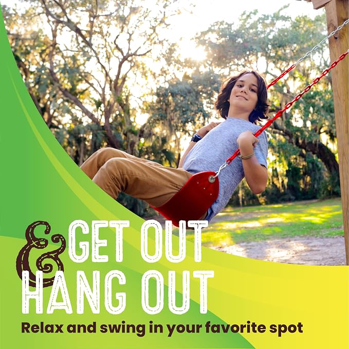 Swurfer Tree Outdoor Swing Set Swings – Playground Swing Seat Replacement, Swing Set Accessories, Easy Installation, Comfortable Heavy Duty Rubber Coated Chains, Weather Resistant, Ages 4 and Up