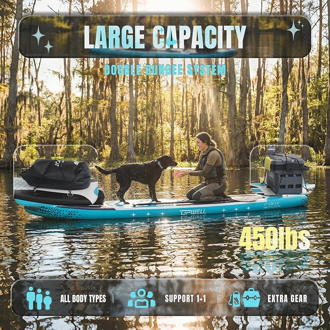 UPWELL 10'6"/11'/11'6" Inflatable Paddle Board, Stand Up Paddlboard for Youth & Adults, Stable Design, Premium SUP Accessories, Backpack, Leash, Hand Pump, Fins