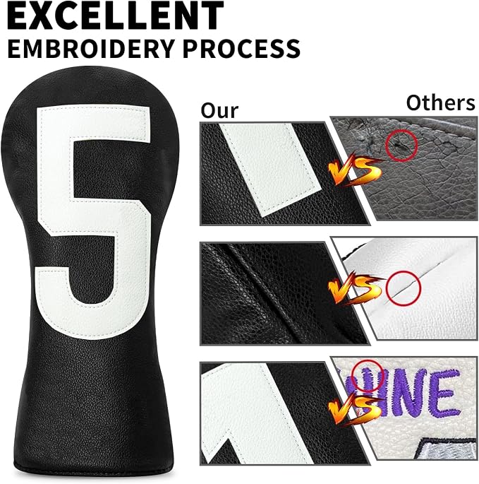 Premium Golf Head Covers - Golf Driver Head Covers, Protects Against Scratches and Damage, Specifically Designed for Fairway Woods.