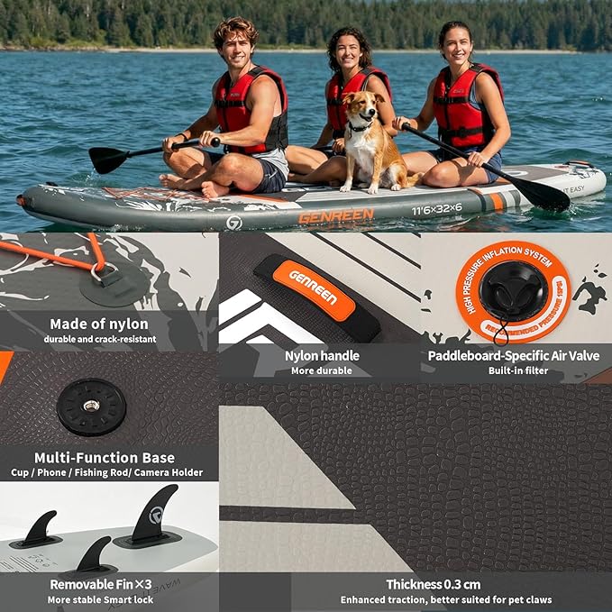 Paddle Board Stand up Paddle Board (Extra Large 11'*33/34") Newly Improved 2 Side Layers 450LBS Quality Inspection×5 (All-Season for JP customers) paddleboards Fishing Family Pet Friendly