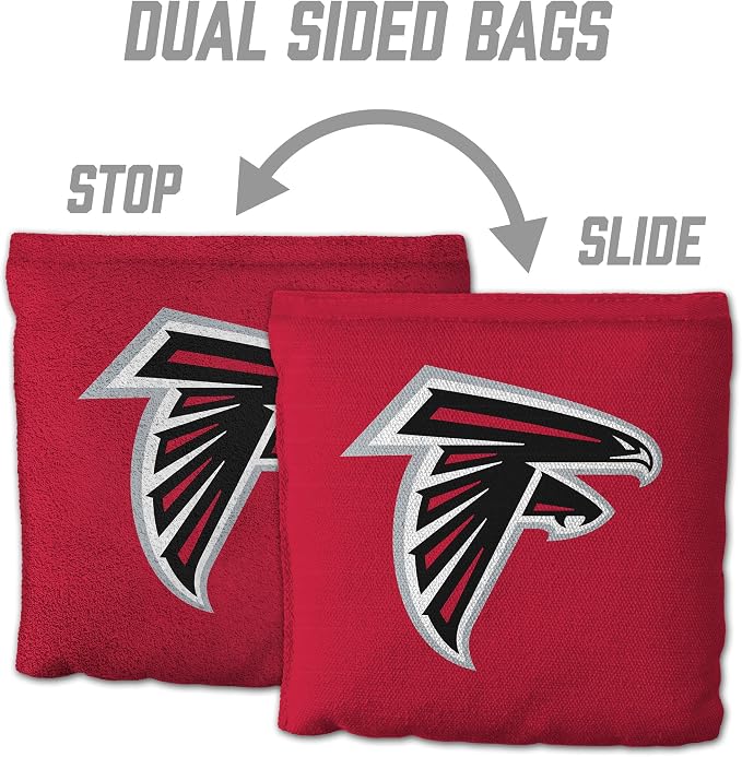 YouTheFan Officially-licensed NFL Set of 8 Cornhole Bags - All Weather Dual Sided Slide & Stop - regulation size