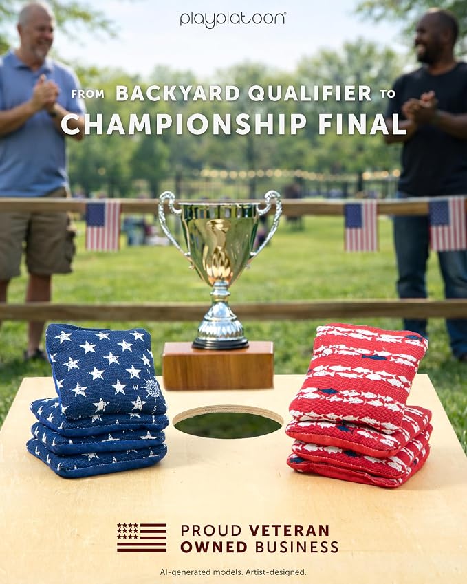 Play Platoon Pro Cornhole Bags Set of 8 - Professional Dual Sided Slick and Sticky Side Competition Corn Hole Bags - Tournament Series
