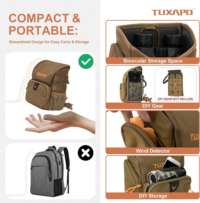 Binocular Harness Chest Pack with Rangefinder Pouch Bino Case for Hunting Hiking Shooting