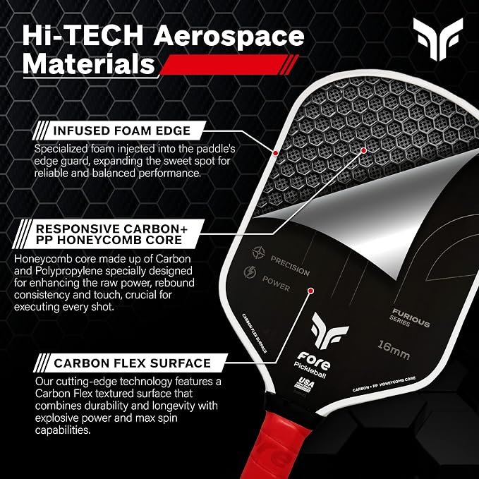 Havok Pro Pickleball Paddle: Carbon Fiber Surface for Enhanced Power, Precision and Maximum Spin - Large Sweet Spot and USAPA Approved