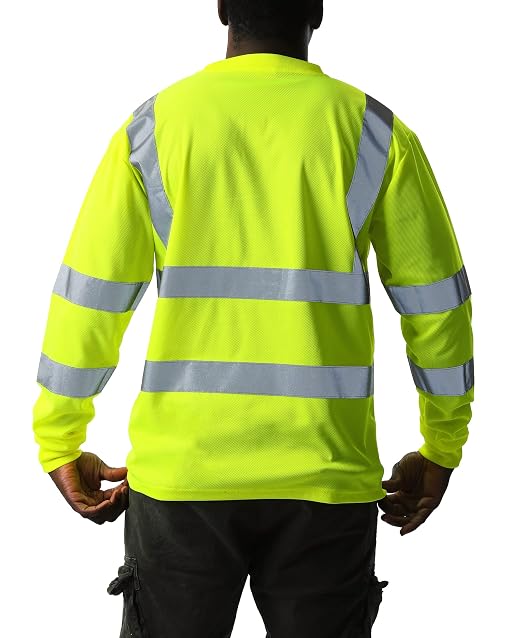 sesafety High Visibility Long Sleeve Construction Work Shirts Yellow 5XL