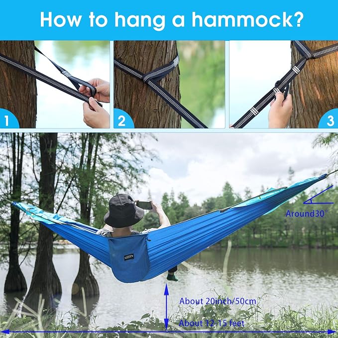 G4Free Large Camping Hammock with Mosquito Net and Rain Fly- 2 Person Portable Hammock with Bug Net and Tent Tarp for Outdoor Hiking Camping Backpacking Travel