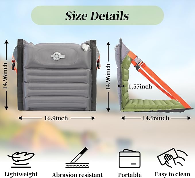 Inflatable Folding Seats, Portable Chairs with Back Support, Foldable and Lightweight Seat for Camping/Sporting Events,Stadium Seats with Storage Bag Lounge Chair
