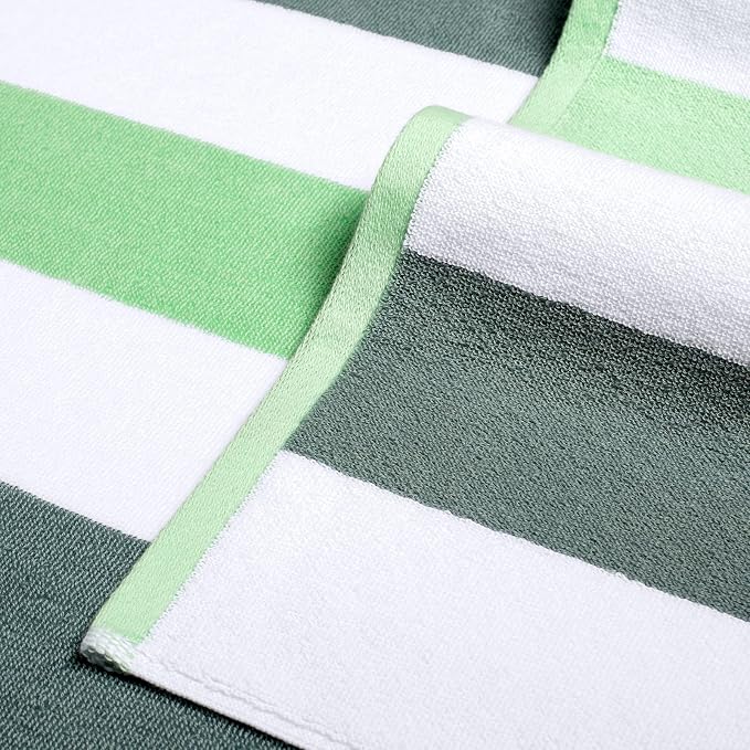 Bornbay Large Beach Towel Oversized - 40"X70" Big Cute Beach Towels, Extra Large Thick Green Pool Towel, XL Beach Towel Oversize, Giant Striped Cotton Towel for Adults