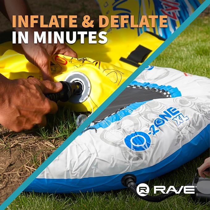 Rave Sports Electric Air Pump – Portable High Speed Inflator/Deflator for Inflatables, Water Slides, Air Mattresses & Pool Toys with 5 Adaptors