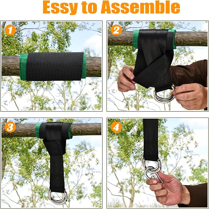 Tree Swing Hanging Kit, 3ft Swing Straps with Safer Carabiners, 360 Degree Swivel and Tree Protection Pads, Swing Set Accessories, Easy Installation